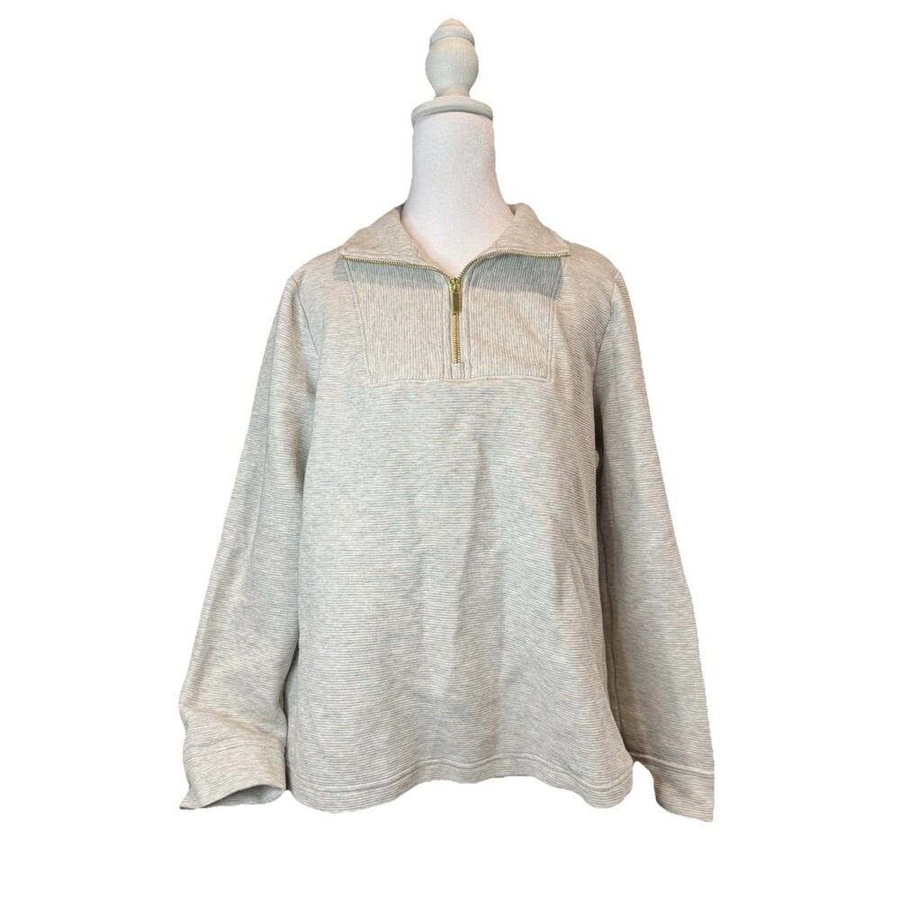 Croft & Barrow Sweater Size Medium Grey Quarter Zip Pullover Zip Women's NWT